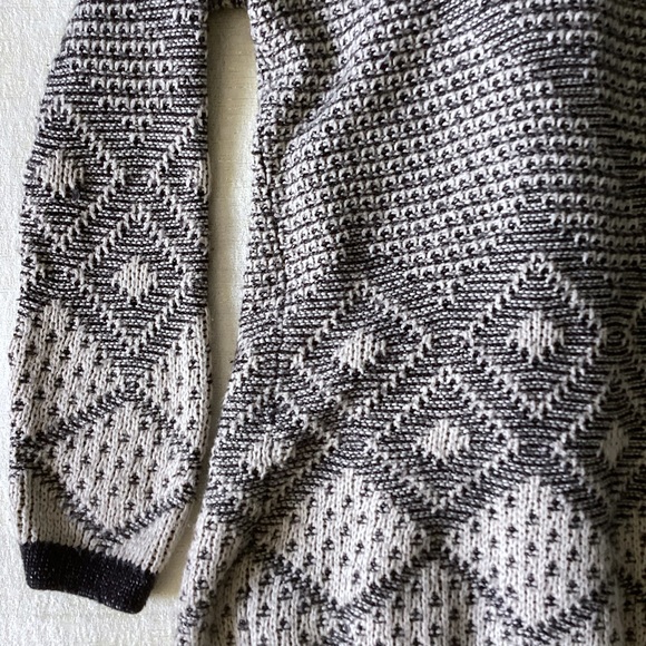 Knox Rose Open Front Waterfall Cardigan Womans Size Large Black & Cream Longline - Picture 7 of 12